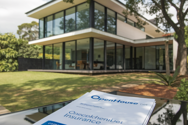 A modern house in Perth with insurance policy documents, symbolizing comprehensive coverage from openhouseperth.net insurance.